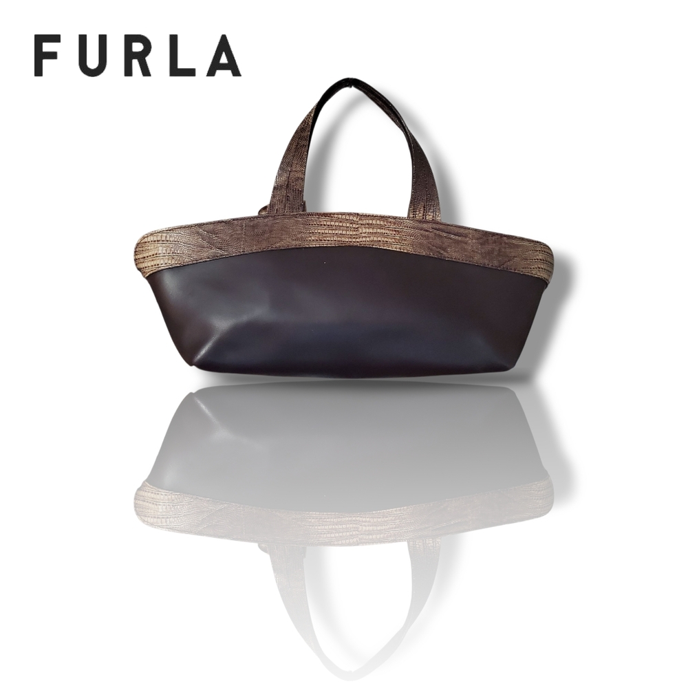 Furla Vintage Two-Tone Lizard Leather Y2K Handbag - Picture 6 of 16